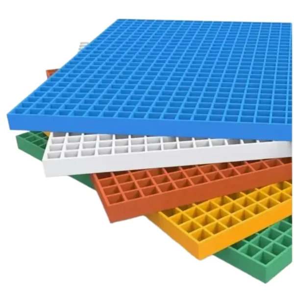 FRP grille is a kind of glass filber as a reinforcement material, with unsaturated polyester resin as the matrix, after specialprocessing composite into a kind of plate material with many Spaces. FRP grating can be used as a structural materialfor floors, trench covers, platforms, ship decks, stairs, walkways and so on with corrosive environment.With corrosionresistance and fame retardant, no magnetic insulation, bright color, aging resistance and other characteristics, widehused in chemical plants, sewage plants, power plants, car wash shops, municipal engineering, breeding and otherplaces.